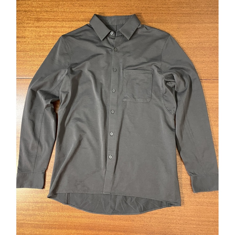 Lululemon Commission Long Sleeve Shirt Charcoal Gray Mens Button Down Stretch L